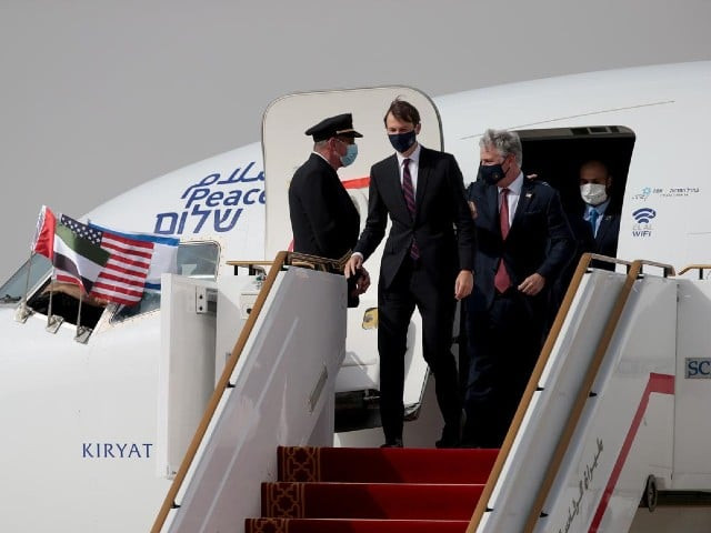 us national security advisor robert o brien and us president s senior adviser jared kushner disembark a plane upon landing at abu dhabi international airport in abu dhabi united arab emirates august 31 2020 photo reuters us national security advisor robert o brien and us president s senior adviser jared kushner disembark a plane upon landing at abu dhabi international airport in abu dhabi united arab emirates august 31 2020 photo reuters