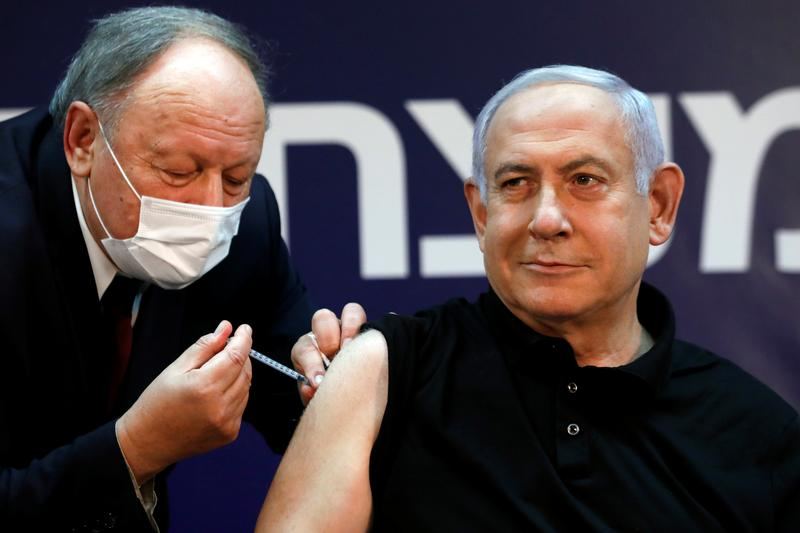 israeli prime minister minister benjamin netanyahu receives a covid 19 vaccine at sheba medical center in ramat gan israel december 19 2020 photo reuters