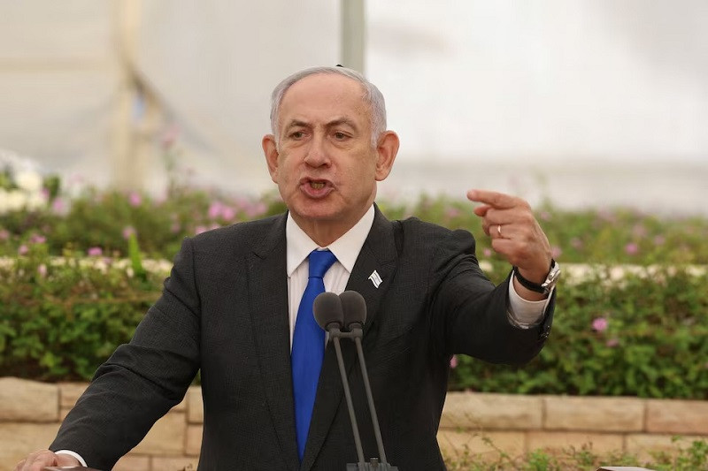 israeli pm netanyahu attends the state memorial ceremony for the altalena martyrs at the nachalat yitzhak cemetery in givatayim israel on 18 june 2024 photo