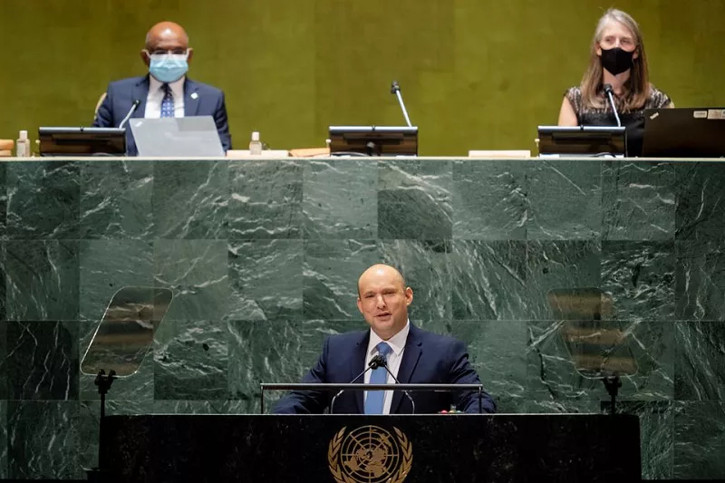 israel s prime minister naftali bennett addresses the 76th session of the united nations general assembly at the un headquarters in new york photo reuters israel s prime minister naftali bennett addresses the 76th session of the united nations general assembly at the un headquarters in new york photo reuters