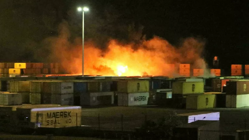 a fire blazes in the container yard of the syrian port of latakia after an israeli air strike targeting an iranian arms shipment photo afp a fire blazes in the container yard of the syrian port of latakia after an israeli air strike targeting an iranian arms shipment photo afp