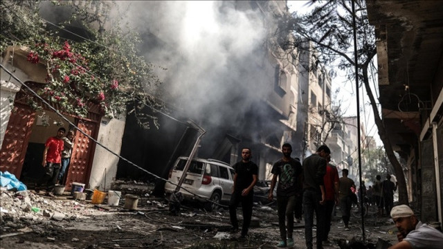smoke rising over destroyed buildings following the israeli attacks on nuseirat refugee camp in gaza city gaza on june 8 2024 photo anadolu agency smoke rising over destroyed buildings following the israeli attacks on nuseirat refugee camp in gaza city gaza on june 8 2024 photo anadolu agency