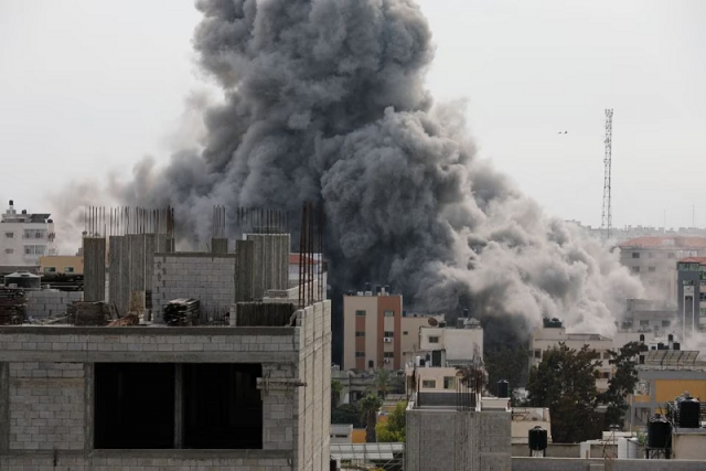 smoke rises following israeli strikes in gaza october 9 2023 photo reuters