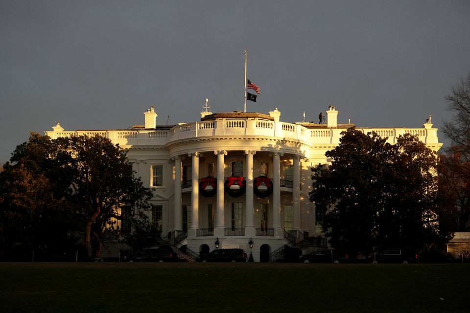 the white house is seen at sunrise from the south lawn driveway in washington us december 7 2021 photo reuters