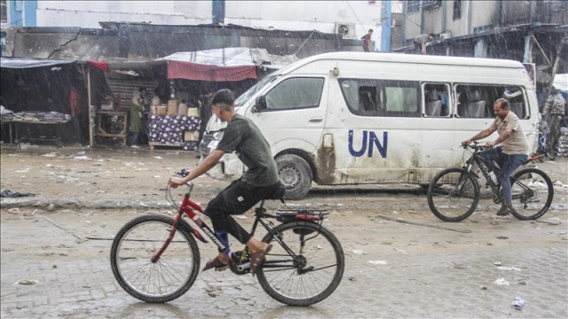 palestinians are biking on the street on a rainy day in jabalia gaza on september 01 2024 photo anadolu agency palestinians are biking on the street on a rainy day in jabalia gaza on september 01 2024 photo anadolu agency
