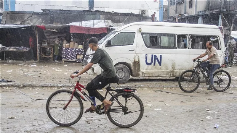 palestinians are biking on the street on a rainy day in jabalia gaza on september 01 2024 photo anadolu agency palestinians are biking on the street on a rainy day in jabalia gaza on september 01 2024 photo anadolu agency