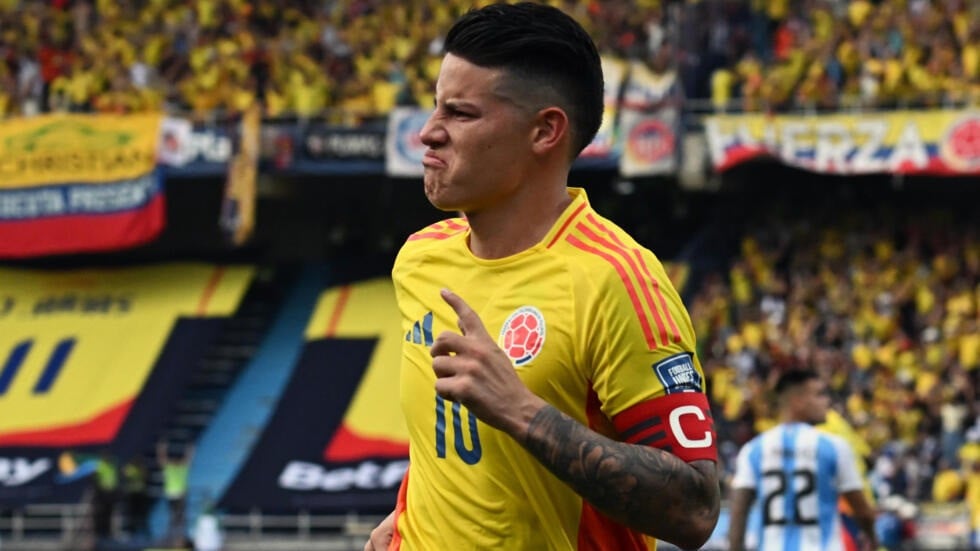 colombia captain james rodriguez celebrates his winning goal against argentina photo afp