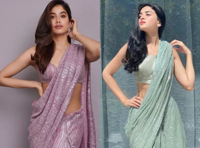 who wore it better janhvi kapoor anmol baloch shine in sequined saris
