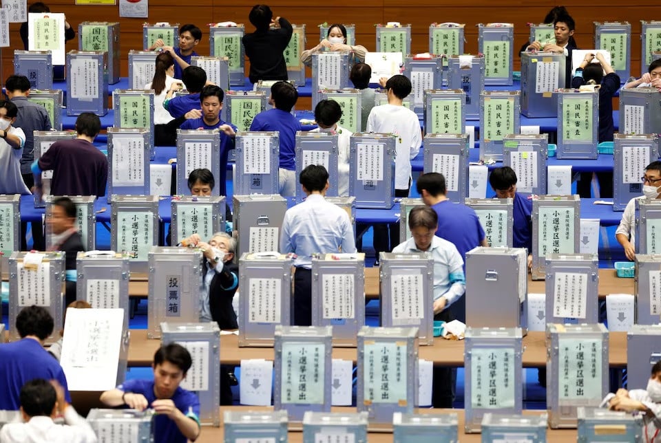 ballot counting centre in tokyo october 27 2024 photo reuters