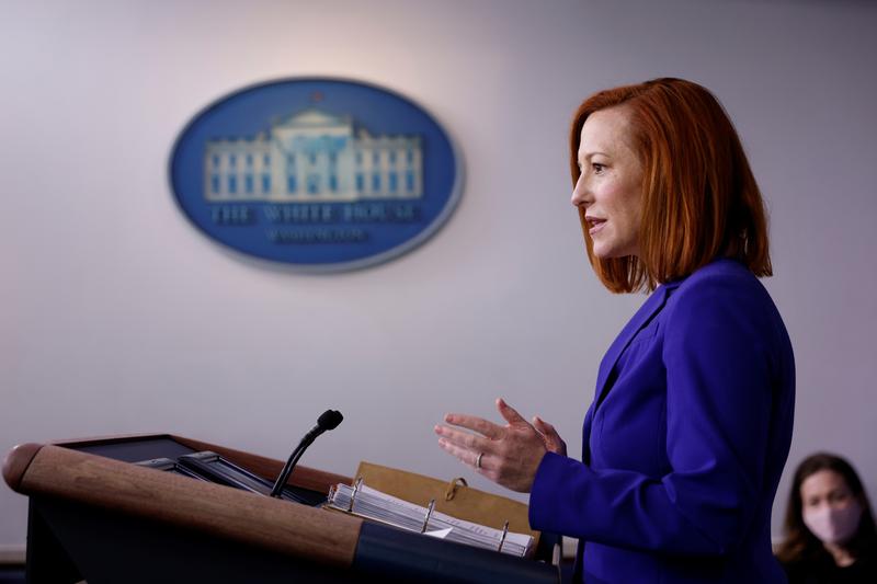 white house press secretary jen psaki delivers remarks during a daily press briefing at the white house in washington us march 8 2021 photo reuters