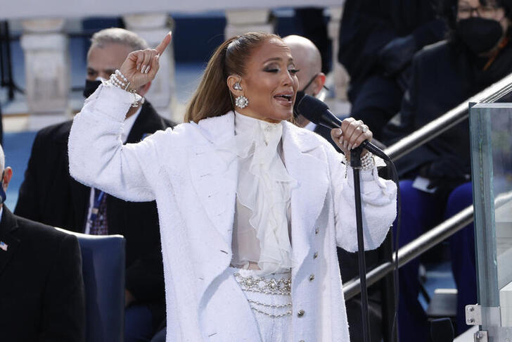 jennifer lopez performs during the inauguration of joe biden as the 46th president of the united states on the west front of the us capitol in washington us january 20 2021 photo reuters