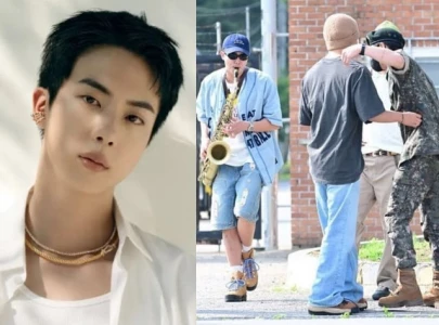 bts s jin said he didn t know rm was playing the saxophone during his military discharge