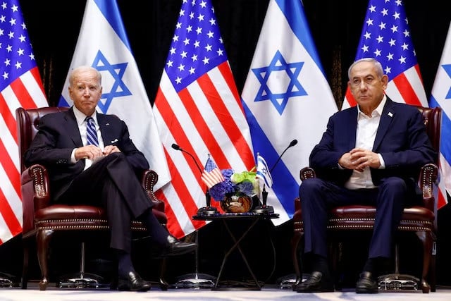 us president joe biden meets with israeli prime minister benjamin netanyahu in tel aviv israel october 18 2023 photo reuters