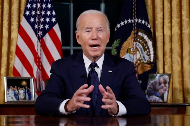us president joe biden delivers a prime time address to the nation from the oval office of the white house in washington us october 19 2023 photo reuters us president joe biden delivers a prime time address to the nation from the oval office of the white house in washington us october 19 2023 photo reuters