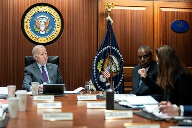 us president joe biden director of national intelligence avril haines secretary of defense lloyd austin and other members of the national security team in the situation room at the white house in washington us january 29 2024 photo reuters us president joe biden director of national intelligence avril haines secretary of defense lloyd austin and other members of the national security team in the situation room at the white house in washington us january 29 2024 photo reuters