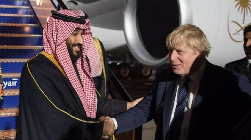 saudi arabia s crown prince mohammed bin salman landed in the uk on a landmark trip and was received by uk foreign minister boris johnson in 2018 photo spa file saudi arabia s crown prince mohammed bin salman landed in the uk on a landmark trip and was received by uk foreign minister boris johnson in 2018 photo spa file