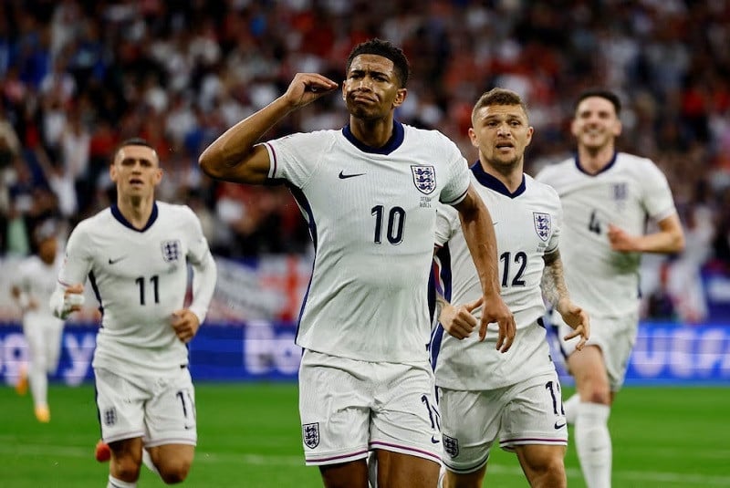 england s jude bellingham celebrates scoring their first goal at euro 2024 photo reuters