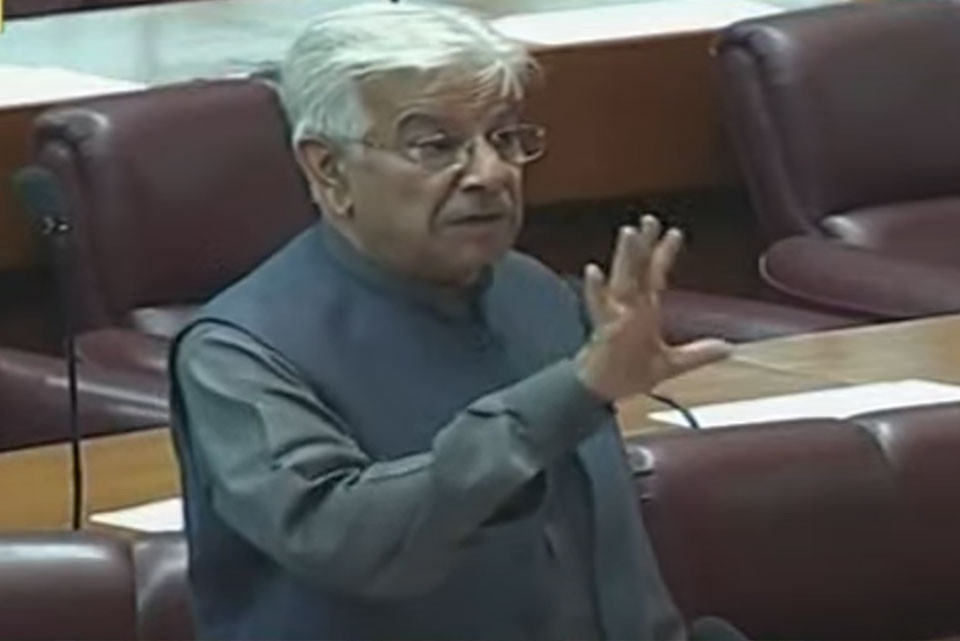 minister for defence khawaja asif addressing the national assembly on january 31 2023 in islamabad screengrab