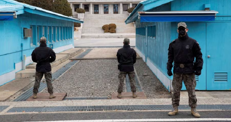 photo south korean soldiers stand guard during a media tour at the joint security area jsa on the demilitarized zone dmz in the border village of panmunjom in paju south korea 03 march 2023 reuters