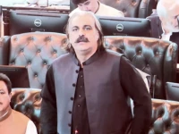 k p chief minister ali amin gandapur addressing the khyber pakhtunkhwa assembly on monday screengrab