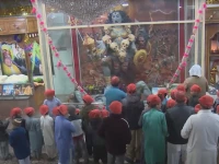 children gathered around the statue of a hindu deity at the kali mata mandir in kalat balochistan picture courtesy youtube discover balochistan