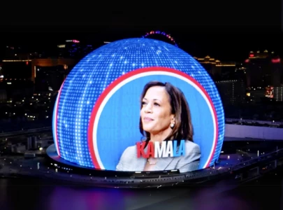 kamala harris campaigns on iconic las vegas sphere in political first encouraging nevada voters