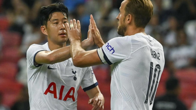 emotional harry kane right will play against former strike partner son heung min left in seoul in august photo afp emotional harry kane right will play against former strike partner son heung min left in seoul in august photo afp