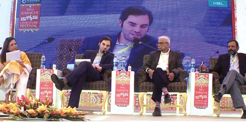 panelists express views at session on the concluding day of the 14th karachi literature festival photos express