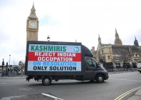 pro kashmir pro human rights slogans were broadcast on digital vans in london photo express