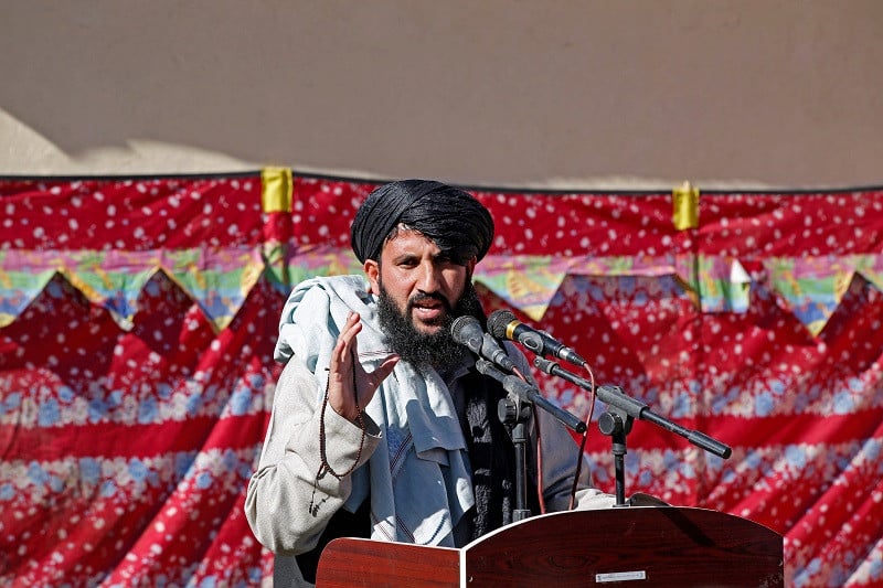 Khair Mohammad Mansoor, Taliban-appointed Provincial Health Director of Paktia, during the inauguration ceremony of NAC-run Comprehensive-Continuum of Care Centre, a maternity hospital in Gardez, the capital of Afghanistan's Paktia province, December 7, 2023. PHOTO: AFP