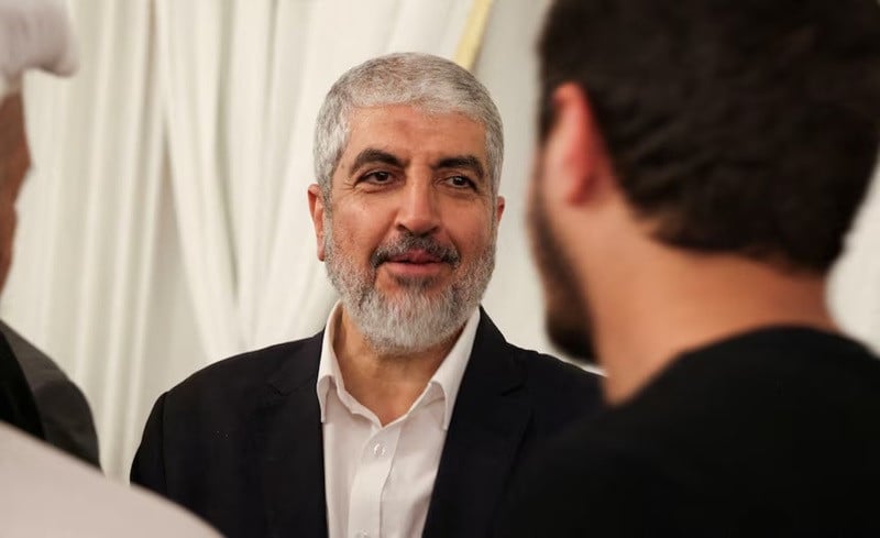 Former Hamas chief Khaled Meshaal receives condolences at a mourning house for assassinated Hamas chief Ismail Haniyeh in Doha, Qatar, August 2, 2024. PHOTO: REUTER