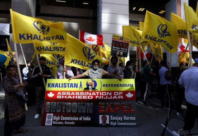 demonstrators gather outside the indian consulate in toronto on sept 25 to protest the assassination of sikh separatist leader photo reuters demonstrators gather outside the indian consulate in toronto on sept 25 to protest the assassination of sikh separatist leader photo reuters