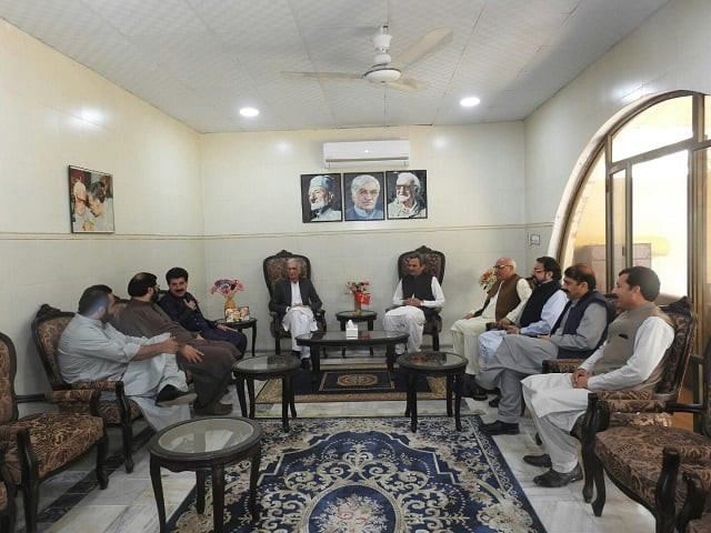 defence minister pervez khattak in a meeting with the anp representatives in peshawar on march 7 2021 photo express defence minister pervez khattak in a meeting with the anp representatives in peshawar on march 7 2021 photo express