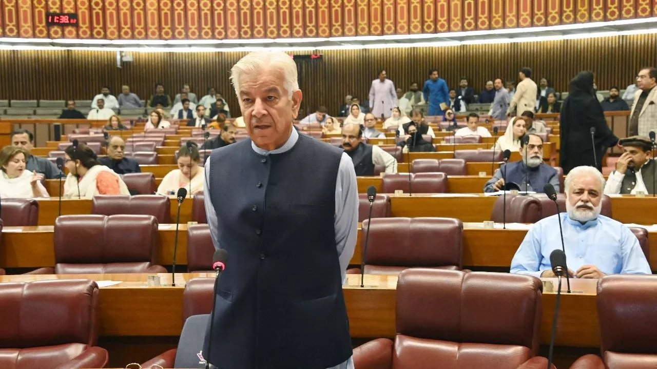 defence minister khawaja muhammad asif addressing national assembly session on may 15 2023 photo twitter naofpakistan defence minister khawaja muhammad asif addressing national assembly session on may 15 2023 photo twitter naofpakistan