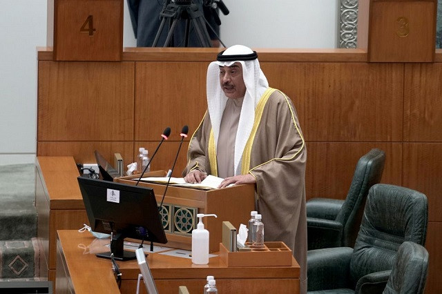 kuwait s prime minister sheikh sabah al khalid al sabah speaks at the first parliament session held after elections in kuwait city kuwait december 15 2020 photo reuters