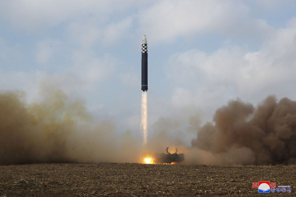 an intercontinental ballistic missile icbm is launched in this undated photo released on november 19 2022 by north korea s korean central news agency kcna kcna via reuters