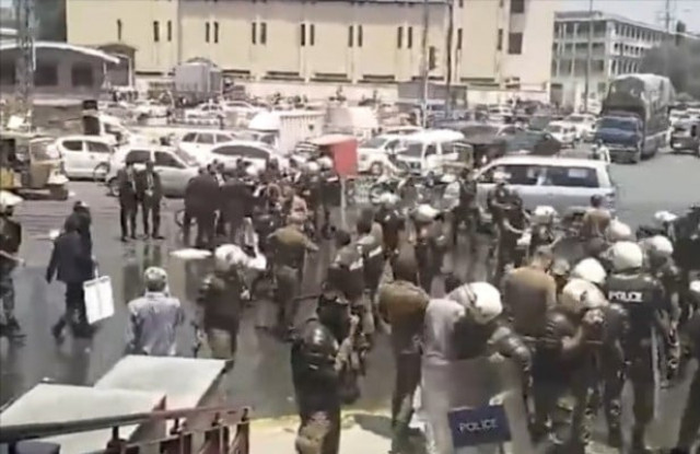 riot police outside lhc premises photo screengrab riot police outside lhc premises photo screengrab