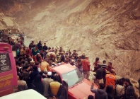in pictures stranded people evacuated after landslide on gilgit skardu road