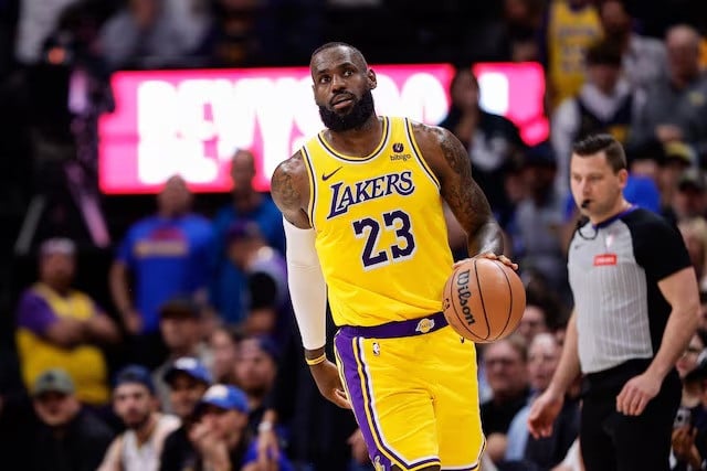 los angeles lakers forward lebron james 23 in the third quarter against the denver nuggets photo reuters