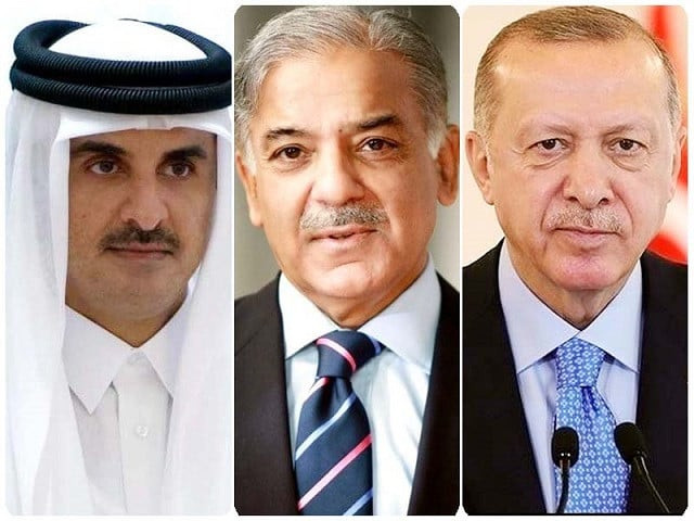 a combined photo of prime minister shehbaz sharif c turkey s president recep tayyip erdogan r and emir of qatar sheikh tamim bin hamad al thani photo express a combined photo of prime minister shehbaz sharif c turkey s president recep tayyip erdogan r and emir of qatar sheikh tamim bin hamad al thani photo express