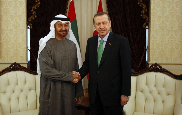 abu dhabi s crown prince sheikh mohammed bin zayed al nahyan l shakes hands with turkey s prime minister recep tayyip erdogan before a meeting in ankara february 28 2012 photo reuters