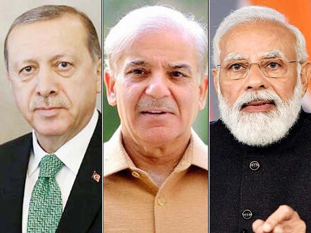 from right indian prime minister narendra modi prime minister shehbaz sharif and turkish president recep tayyip erdogan photo express
