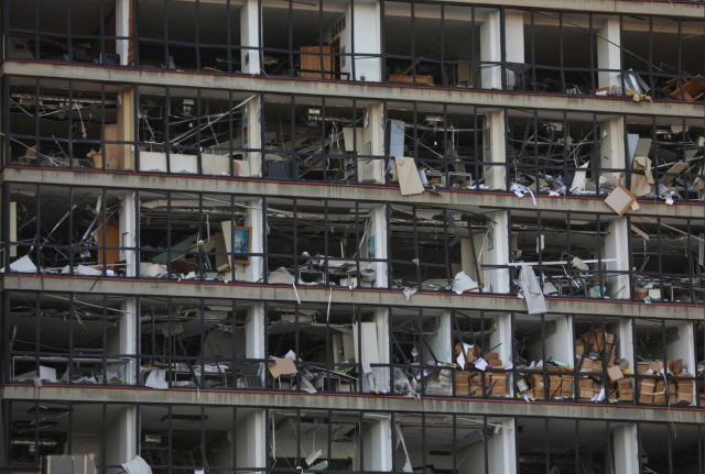 a view shows the damaged facade of a building following tuesday s blast in beirut s port area photo reuters file a view shows the damaged facade of a building following tuesday s blast in beirut s port area photo reuters file