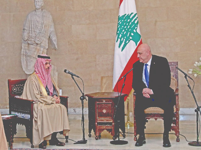 lebanon s president joseph aoun meets saudi arabia s foreign minister faisal bin farhan in beirut photo afp