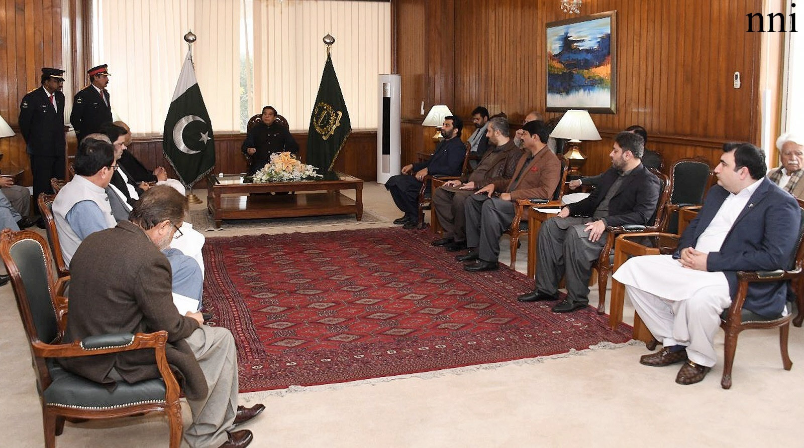 na speaker raja pervaiz ashraf in a meeting with a pti delegation at the parliament house photo nni