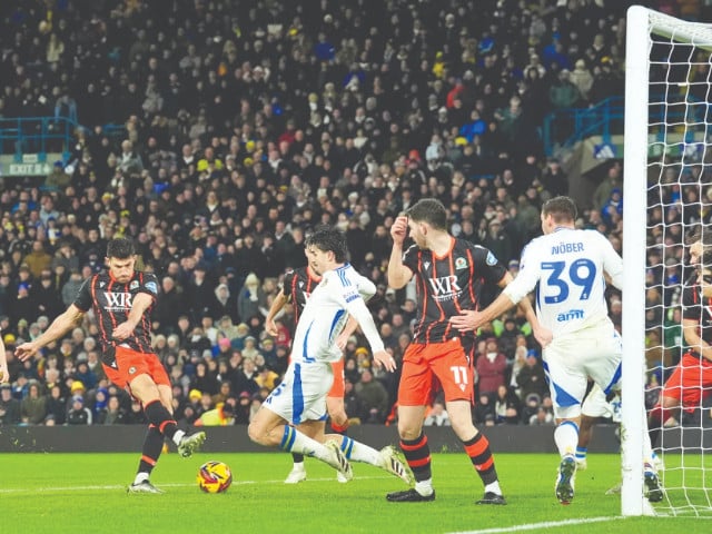 danny batth scores a late equaliser for blackburn against leeds at elland road photo afp