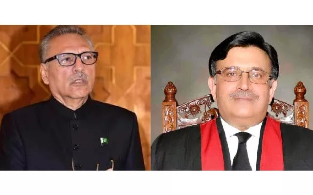 a combined photo of president arif alvi l and chief justice of pakistan umar ata bandial photo express a combined photo of president arif alvi l and chief justice of pakistan umar ata bandial photo express