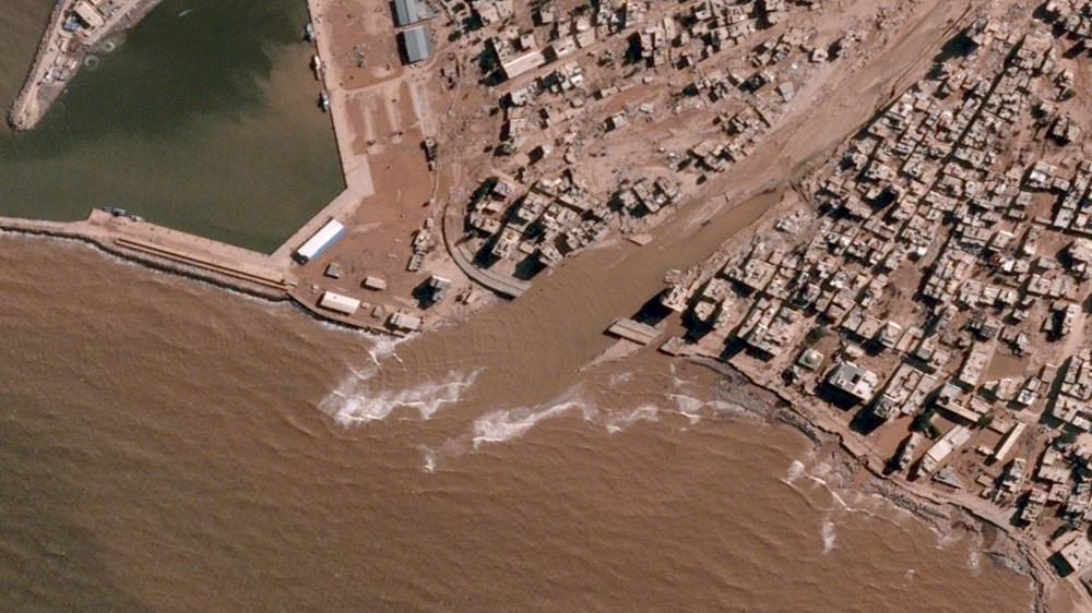 Handout satellite picture created and released by BlackSky on September 13, 2023 shows a general view of destruction in the wake of floods. PHOTO: AFP