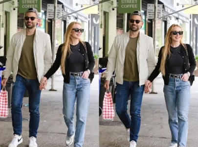 lindsay lohan and husband bader shammas spotted after attending michael kors fashion show