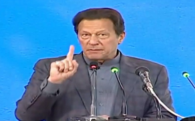 prime minister imran khan pictured while addressing the participants of the kamyam jawan convention in islamabad on nov 24 2021 screengrab